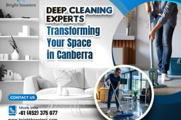 Advertisement for a deep cleaning service with text and images of a clean interior and cleaning equipment.